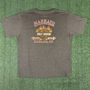 Vintage Harley Davidson Flames Pocket T-shirt Men's XL Grey